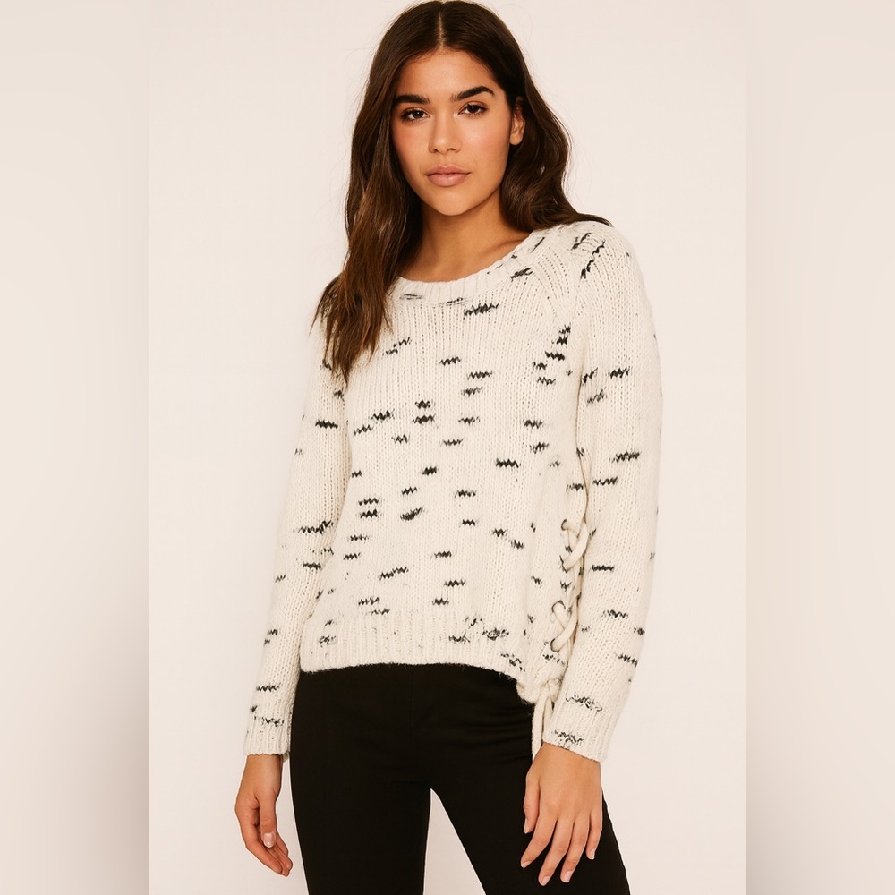 John+Jenn Cream & Gray High‎ Low Sweater Sz. M